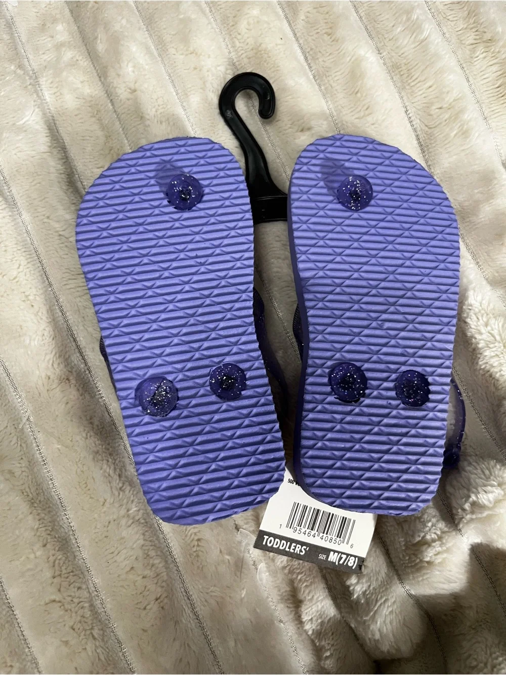 Juncture Toddlers Purple Rainbow Flip Flops with Glitter Straps
